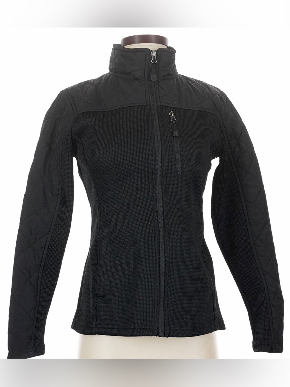 Swiss Tech Black Quilted-Panel Full-Zip Utility Jacket